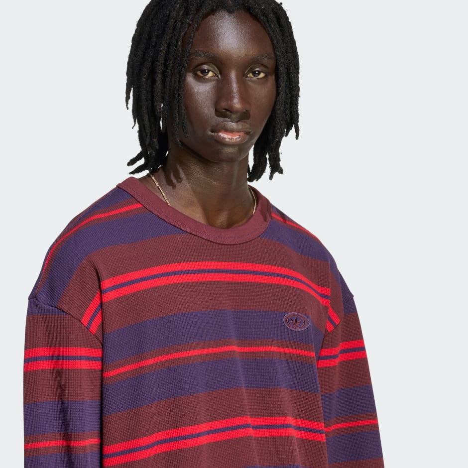 90 年代另類運動長袖條紋窩夫格 T 裇