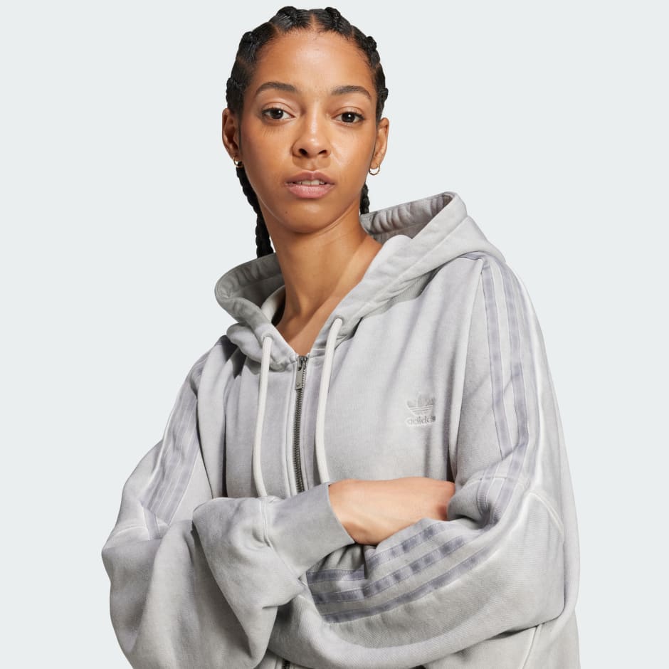 【ADIDAS】ADILENIUM 2 WASHED OVERSIZED ZIP-UP HOODIE Adilenium Season 2 Washed Oversized Full-Zip Hoodie (Gender