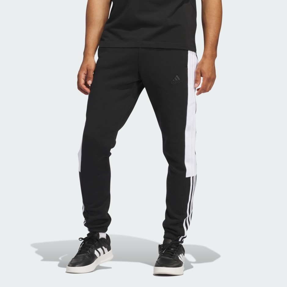 Essentials Fleece Tapered Cuff 3-Stripes Colorblock Pants