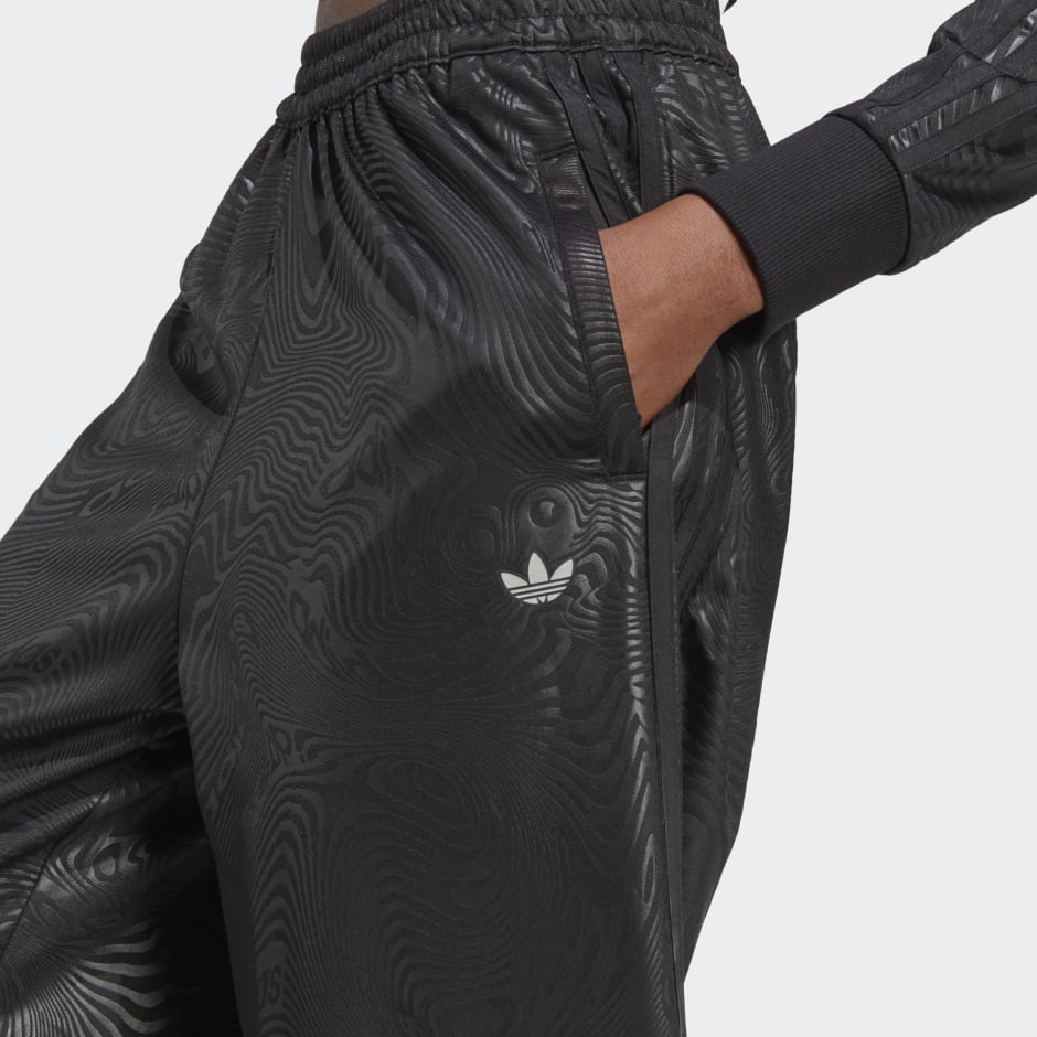 adidas Marble Print Firebird Track Pants - Black