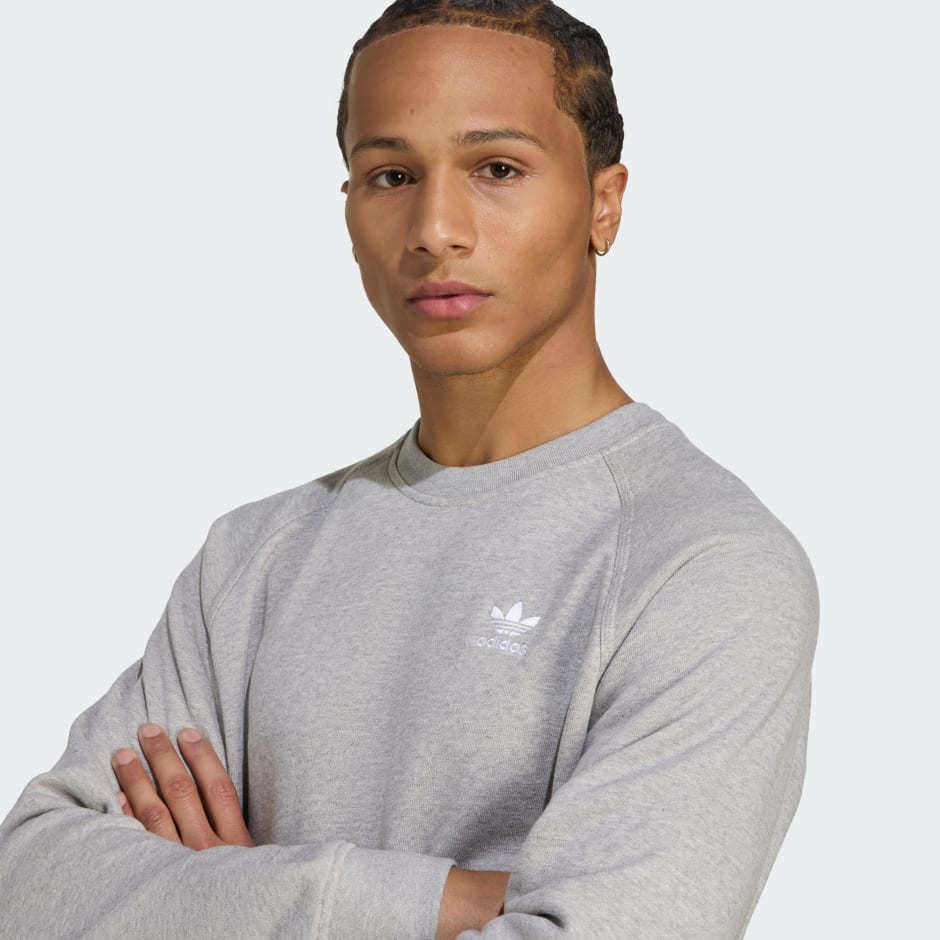 Bluză sport flaușată cu guler rotund Trefoil Essentials