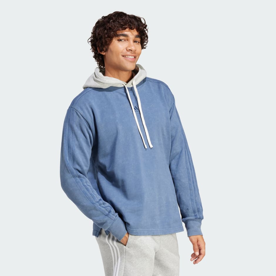 ALL SZN French Terry 3-Stripes Garment Wash Crew Sweatshirt