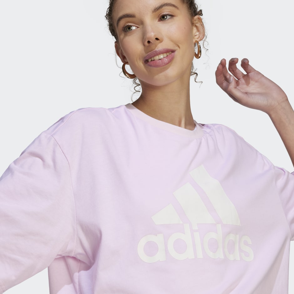 adidas Essentials Big Logo Boyfriend Tee - Pink | adidas UAE