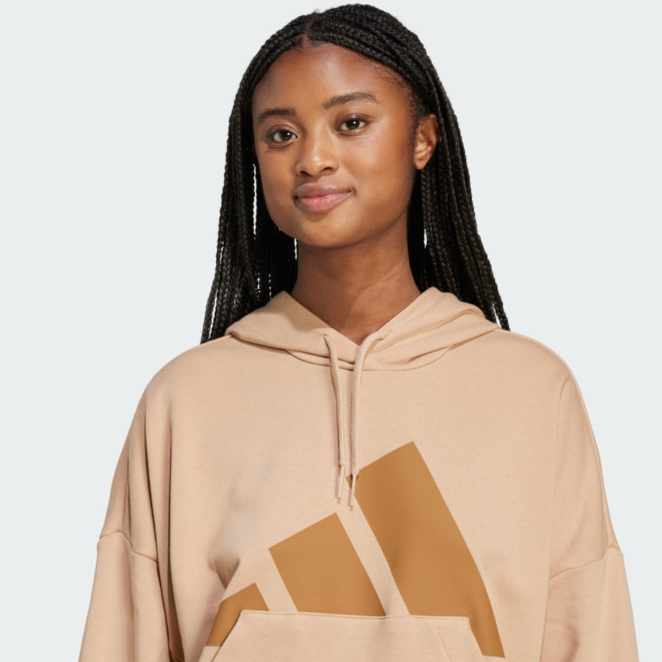 Hanorac larg din material flaușat cu logo mare Essentials