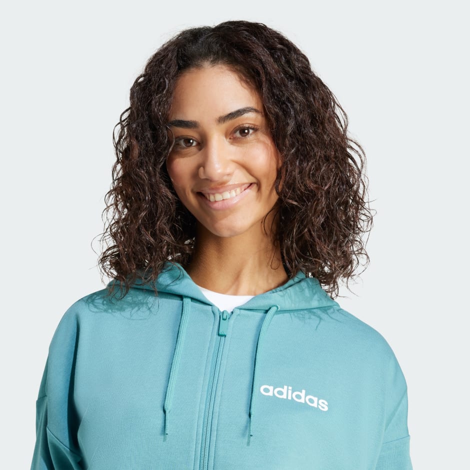 Hanorac flaușat Essentials cu fermoar lung și linii simple