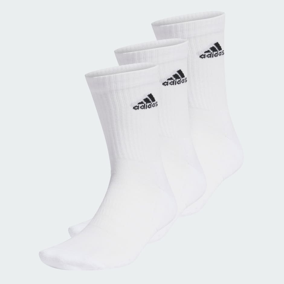 adidas Cushioned Crew Socks 3 Pairs - White | adidas UAE