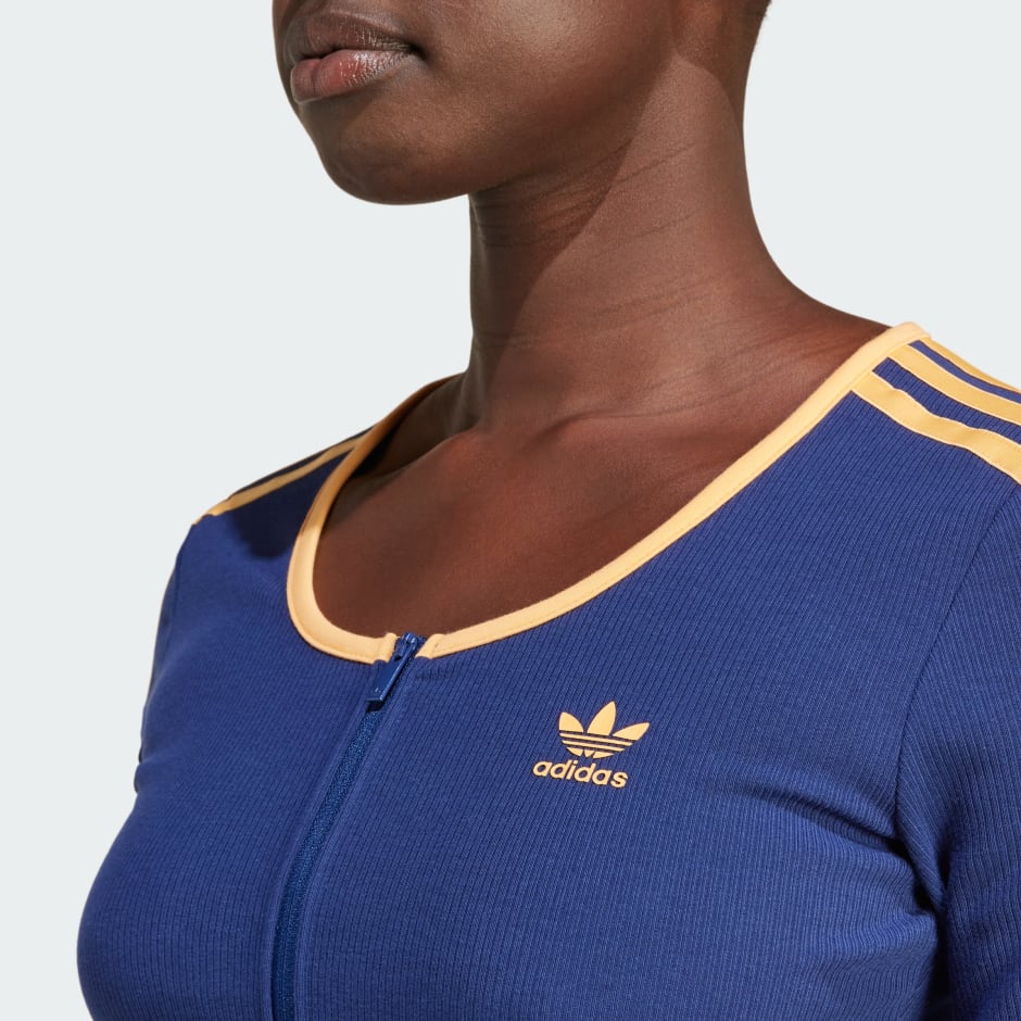 adidas Originals Rib Short Sleeve Full-Zip Top