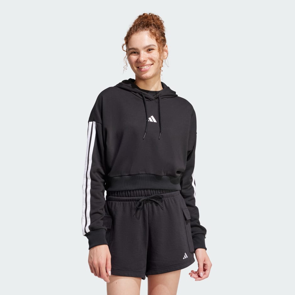 Adidas Essentials 3-Stripes French Terry Crop Hoodie