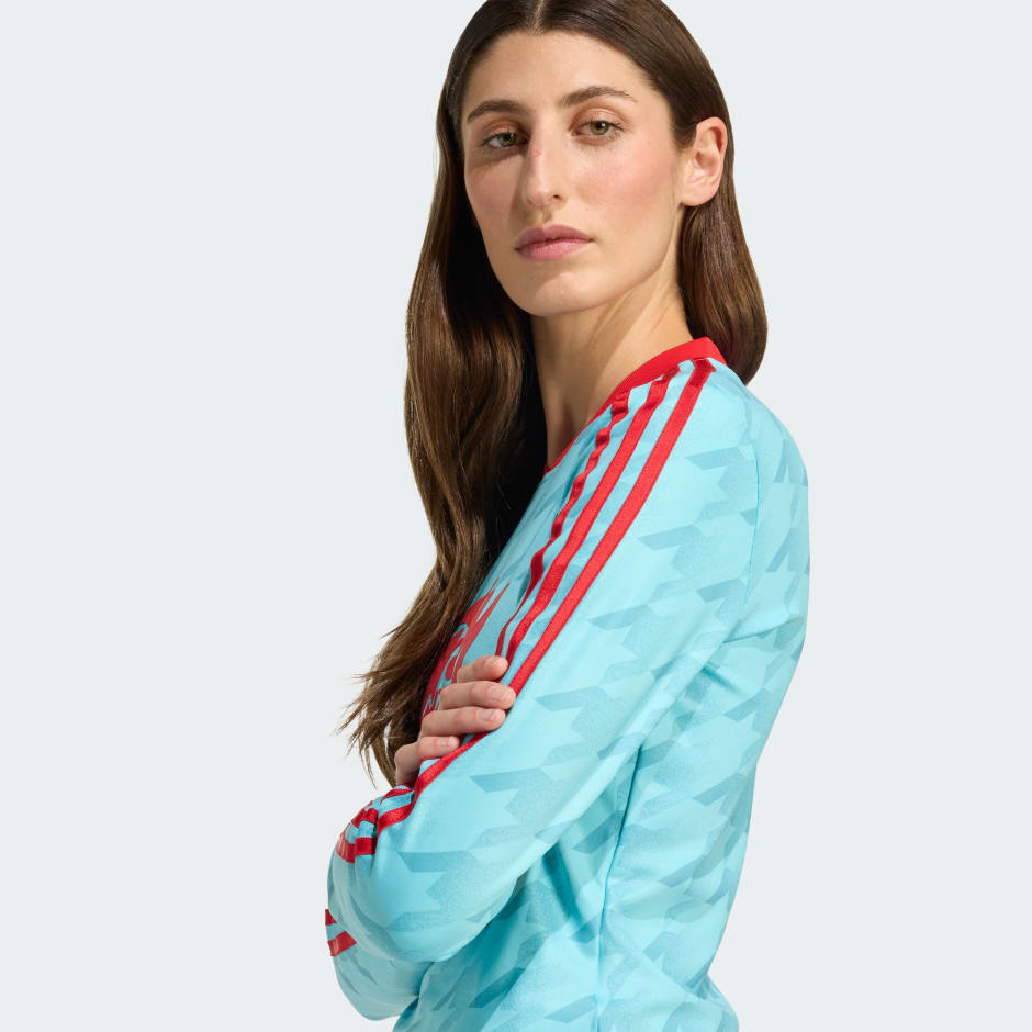 Tricou Bodycon cu m&acirc;necă lungă și imprimeu grafic de fotbal