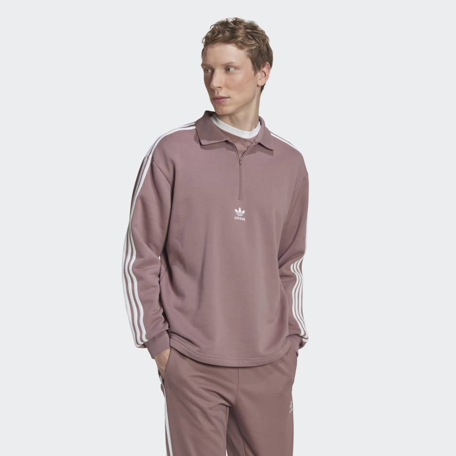 adidas Adicolor 3-Stripes Long Sleeve Polo Sweater - Purple | adidas ZA