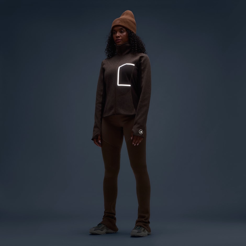 Strat intermediar de alergare adidas by Stella McCartney CLIMAWARM cu fermoar de sus p&acirc;nă jos