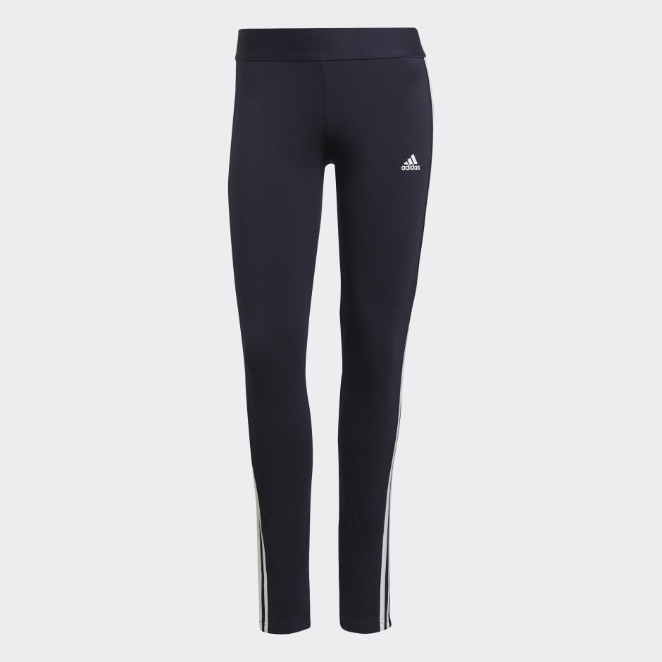 adidas Womens 3 Stripe Leggings - Blue