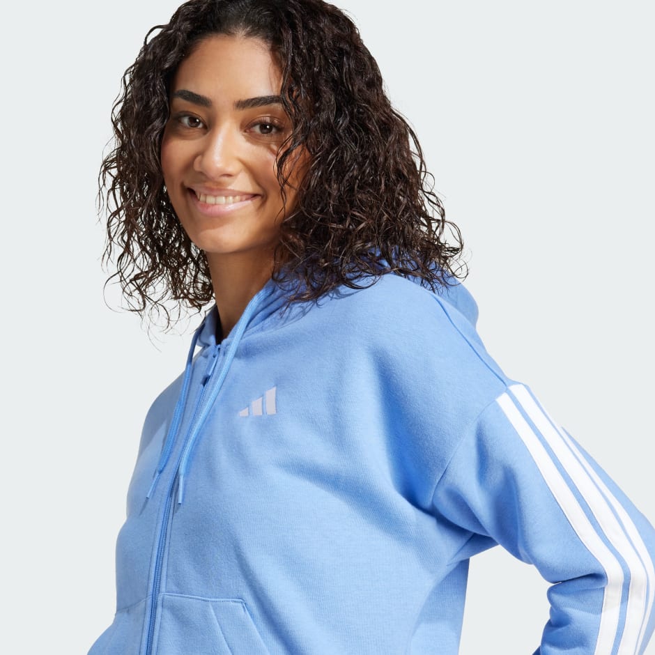 Majica s kapuljačom Essentials 3-Stripes Full-Zip Fleece