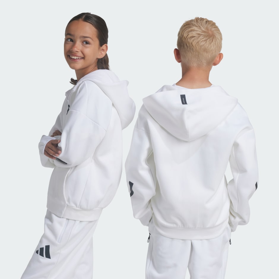 Kids white adidas hoodie best sale