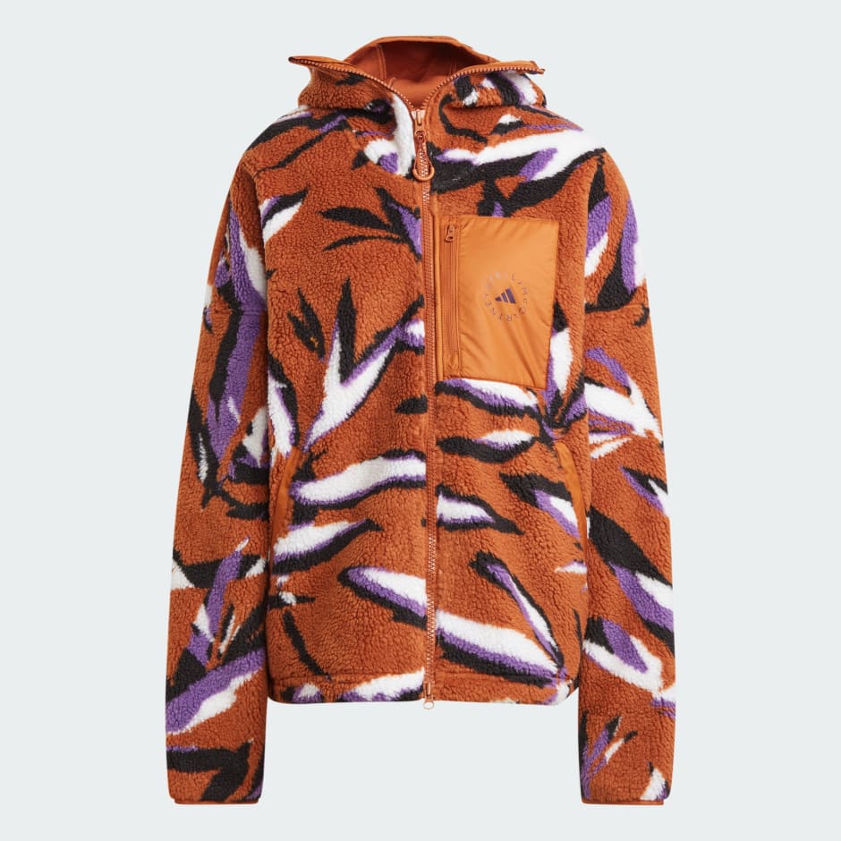 Adidas by Stella McCartney Hooded Jacquard Fleece Jacket - Woman Jackets Orange Xs