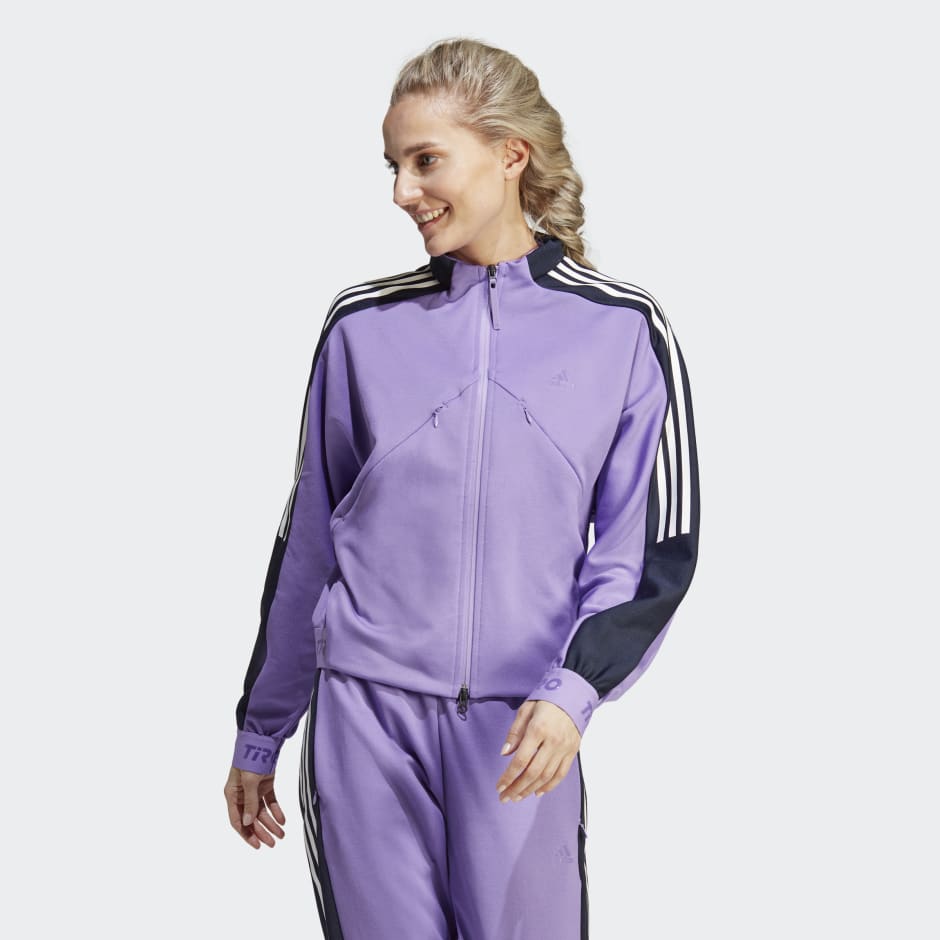 Purple adidas store tracksuit womens