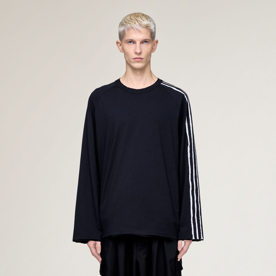 TRICOU CU M&Acirc;NECĂ LUNGĂ Y-3 RAW EDGE 3 STRIPES