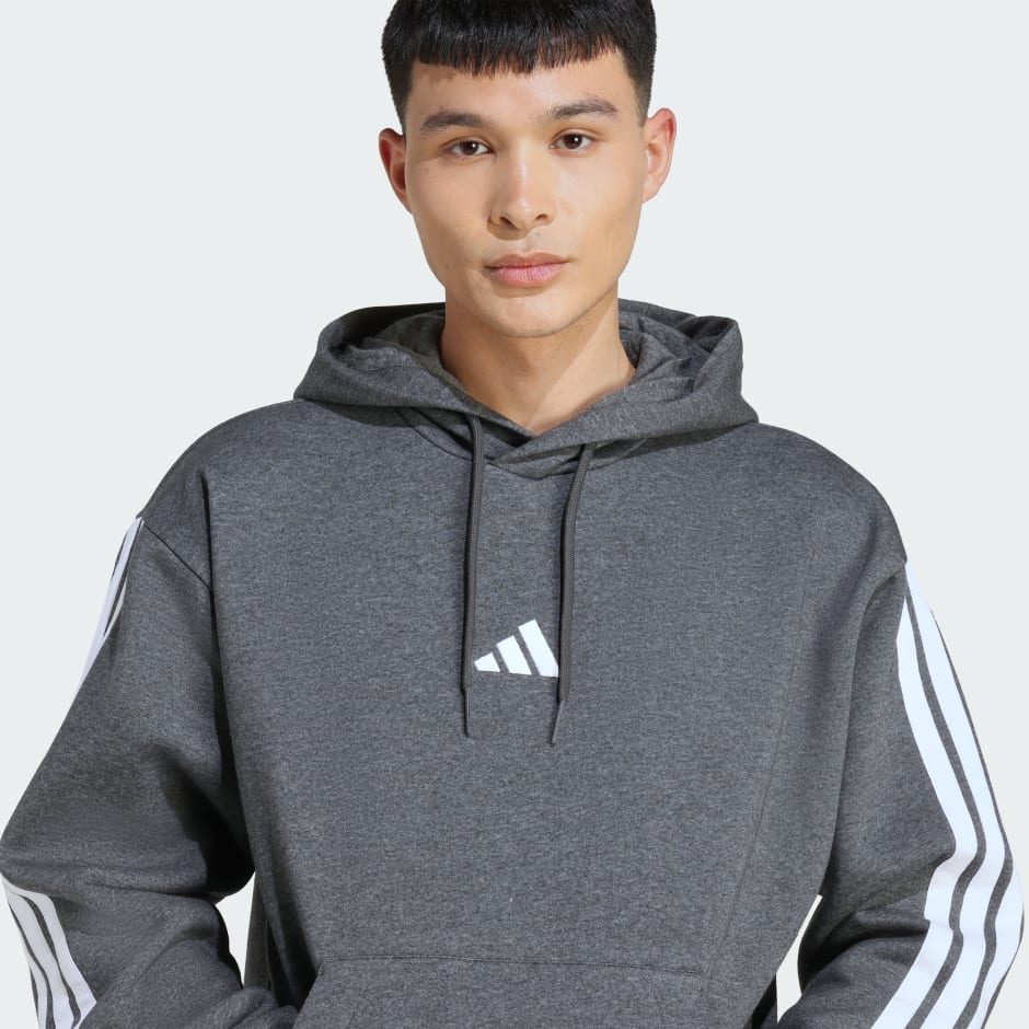 Hanorac Essentials din l&acirc;nă fleece cu 3 dungi