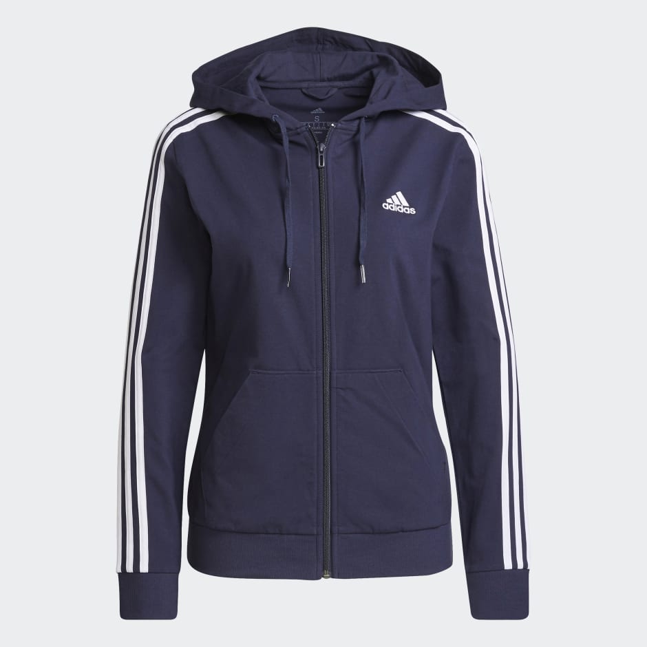 adidas Essentials Jersey 3-Stripes Hoodie Blue | adidas SA