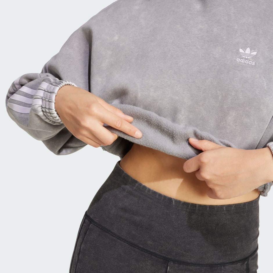 Washed-Out Crop Oversized Zip Hoodie