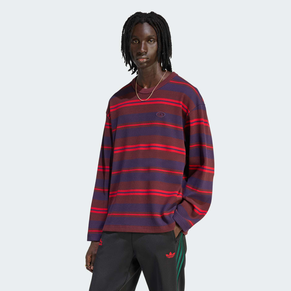 Clothing - 90s ALTERNATIVE SPORT LONG SLEEVE STRIPE WAFFLE TEE