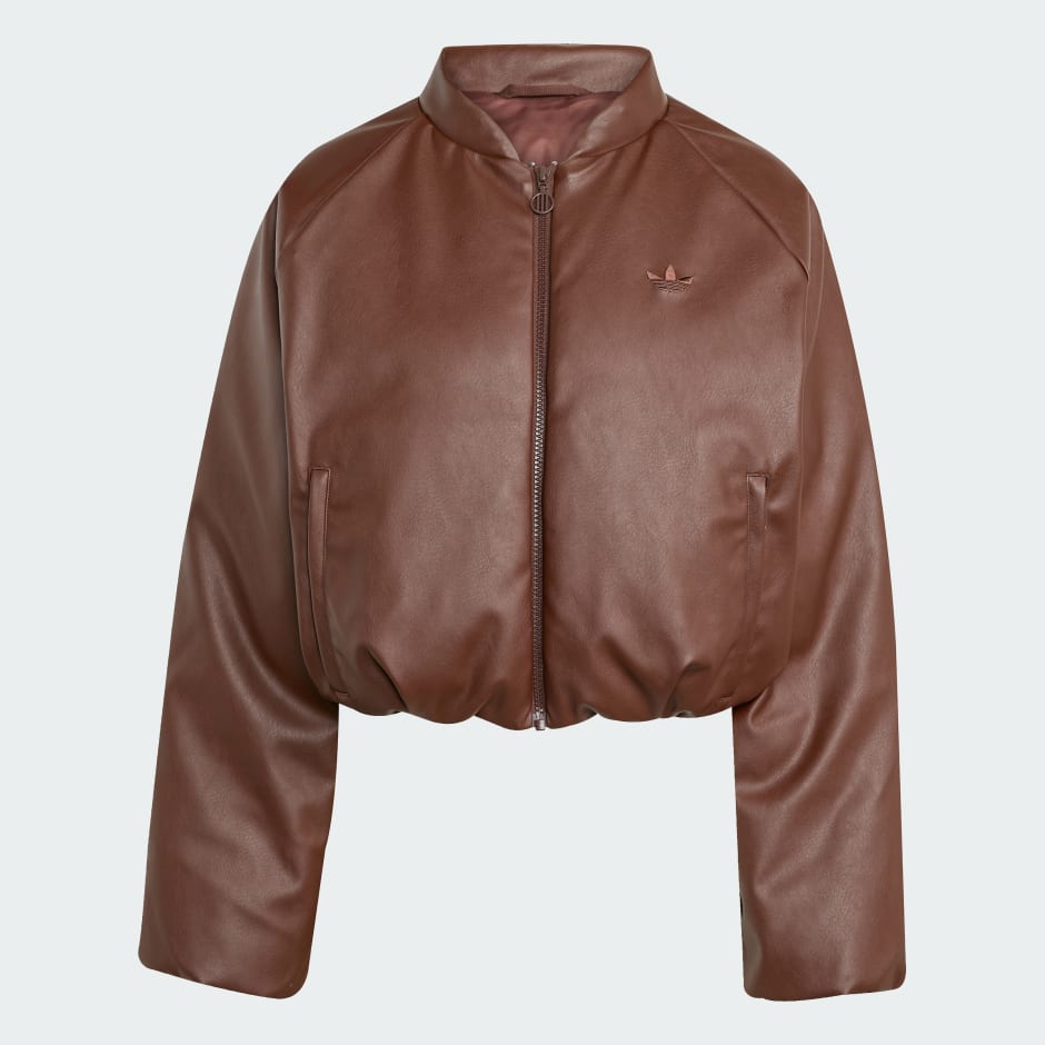 Pleather Bomber Synthetic Down Jacket
