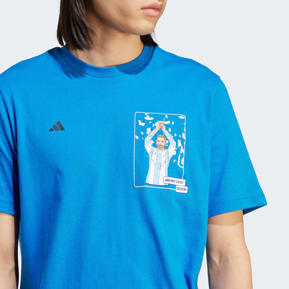 adidas Messi Short Sleeve T-Shirt Blue