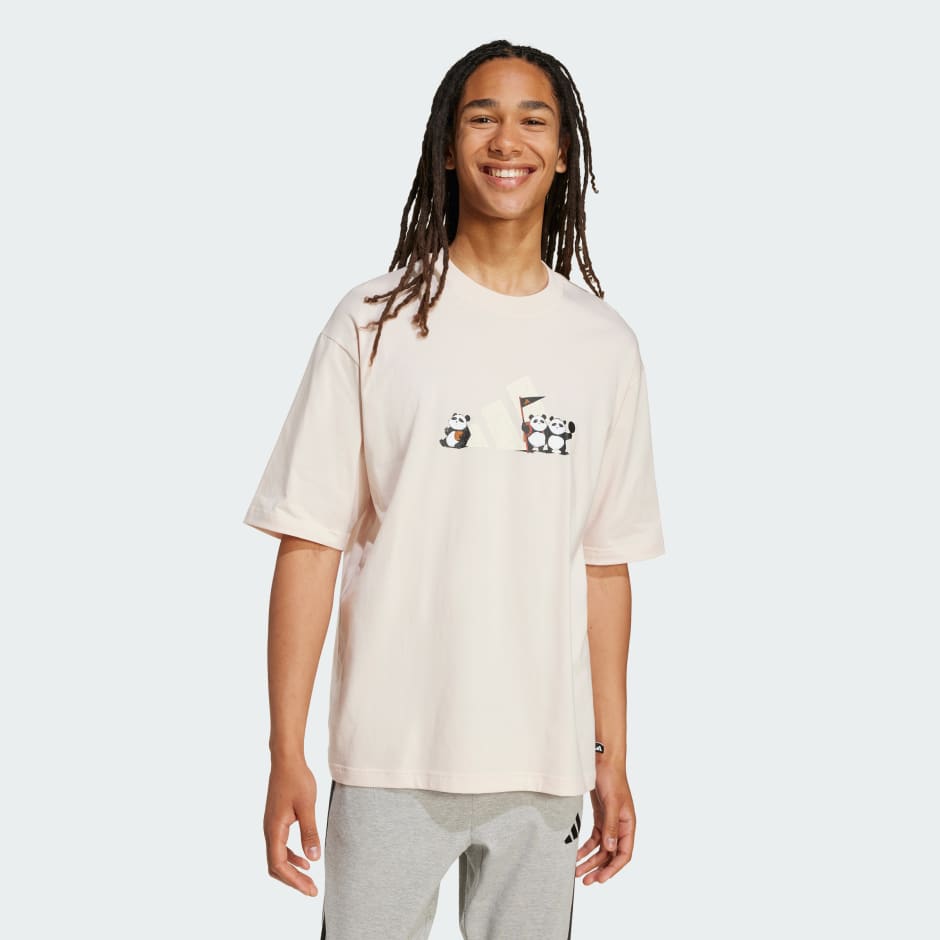 【adidas】M PANDA LOG T パンダ Tシャツ M PANDA LOG T - 粉紅色| adidas香港官方網上商店