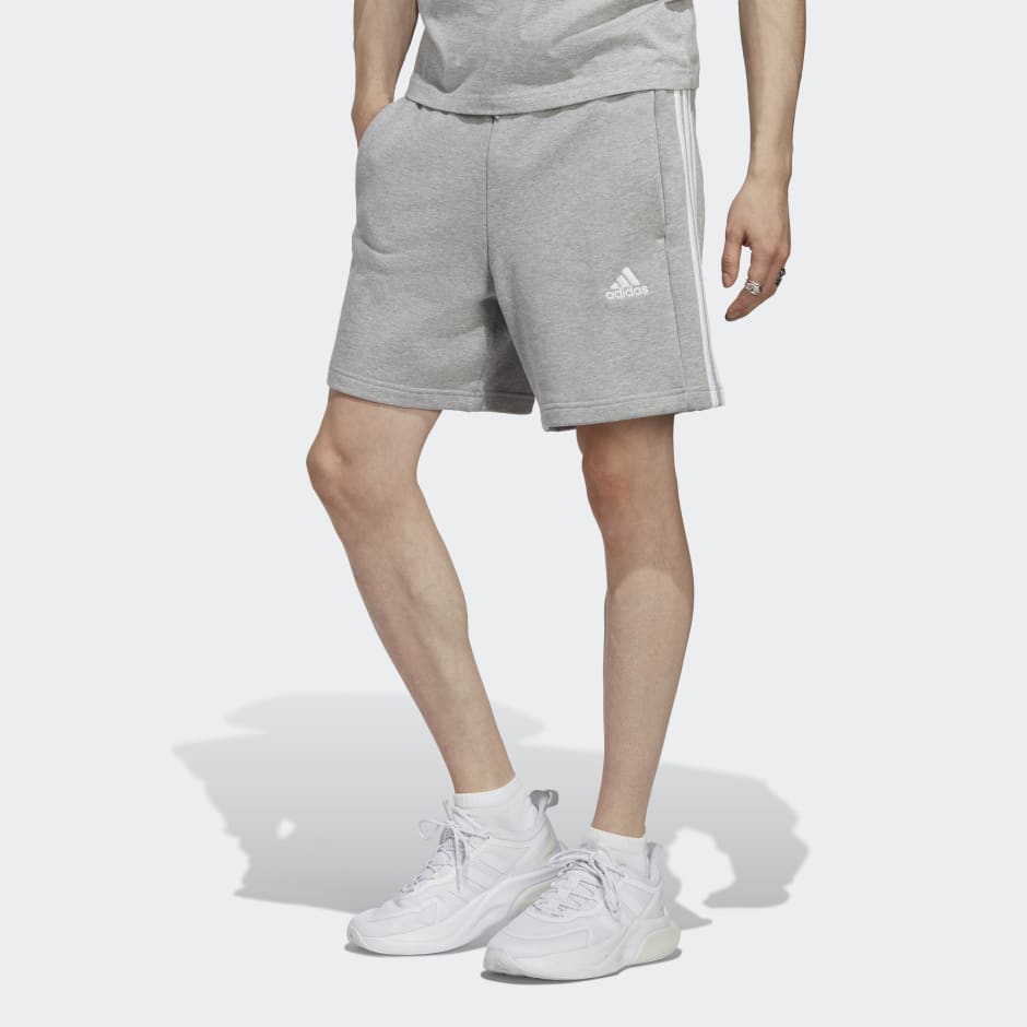bosque Fontanero levantar adidas Essentials French Terry 3-Stripes Shorts - Grey | adidas SA