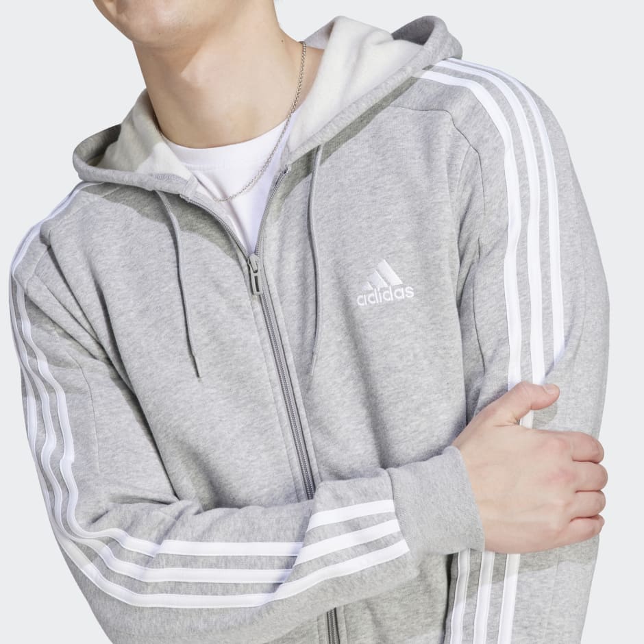 جاكيت Essentials Fleece 3-Stripes Full-Zip