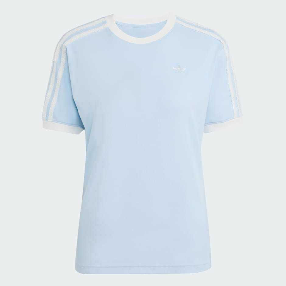 ★ adidas★ Ruffle 3S Tee Clear Sky KC8820 CLOTHING - adidas Originals Ruffle 3-Stripes Tee - Blue