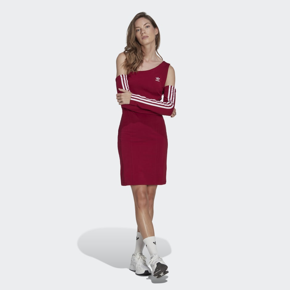 adidas Centre Stage Cutout Long Sleeve Dress - Red | adidas IQ