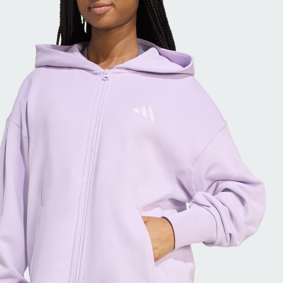 adidas ALL SZN French Terry Loose Full-Zip Hoodie - Purple