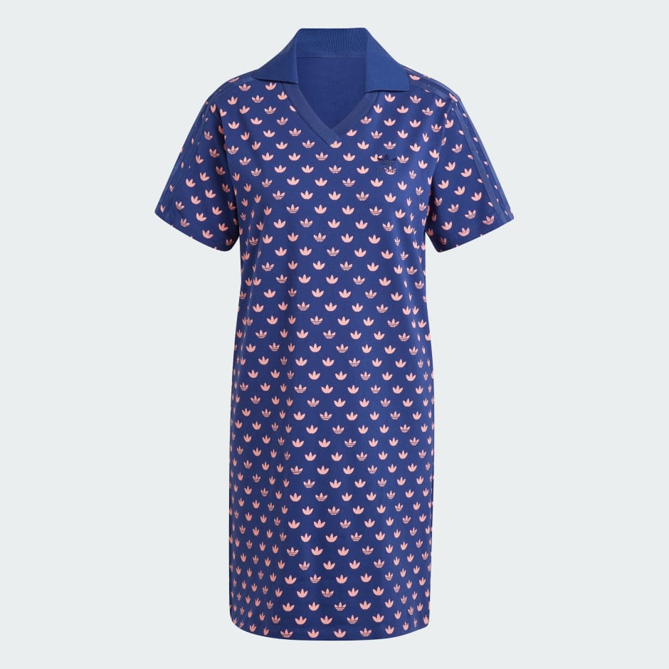 Monogram V-Neck Collar Short Sleeve Dress