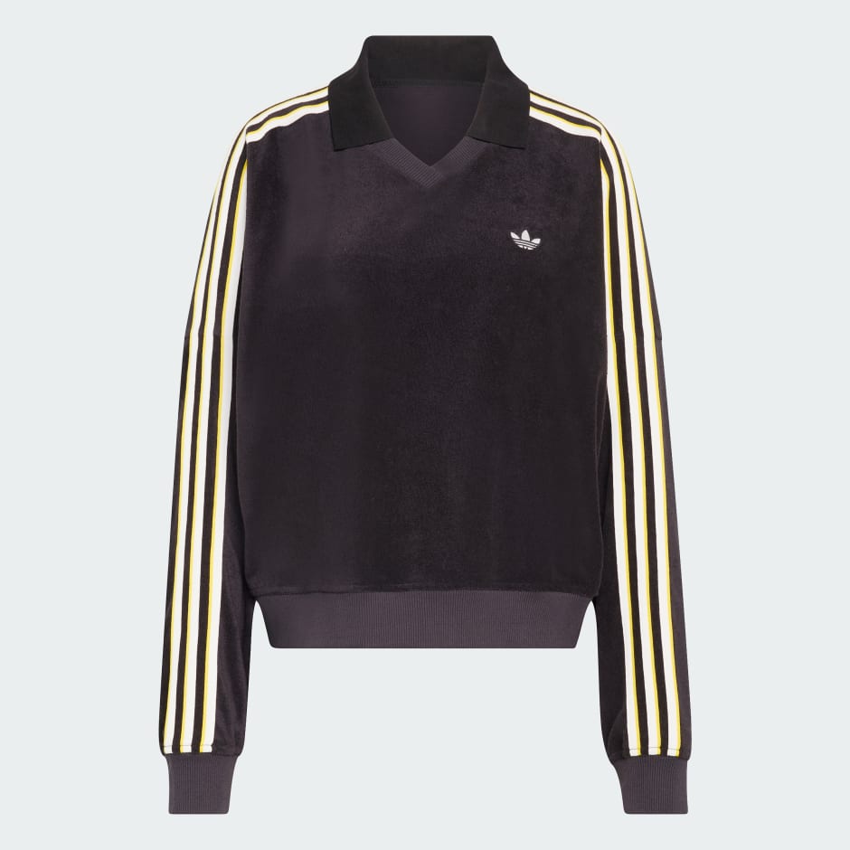 BLUZĂ POLO TERRY TOWEL CU GULER &Icirc;N V ȘI M&Acirc;NECĂ LUNGĂ