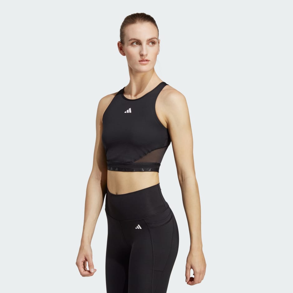 Clothing - AEROREADY Hyperglam Crop Tank Top - Black | adidas South Africa