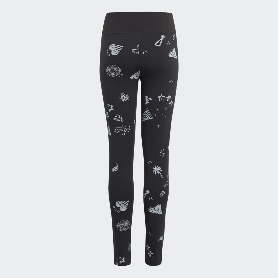 adidas Brand Love Allover adidas Leggings - GH Black Print Kids 