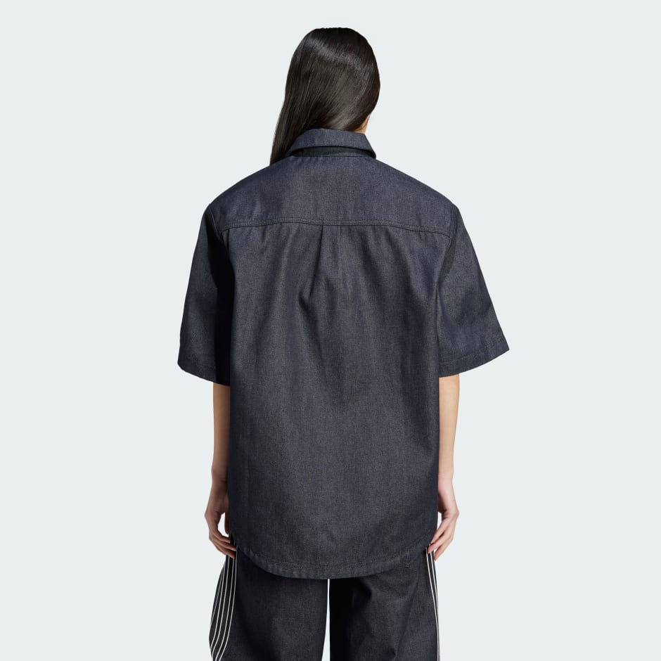 قميص جينز بأكمام قصيرة