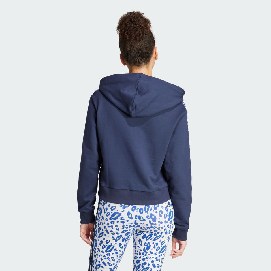 Essentials 3-Stripes Animal Print Relaxed Hoodie