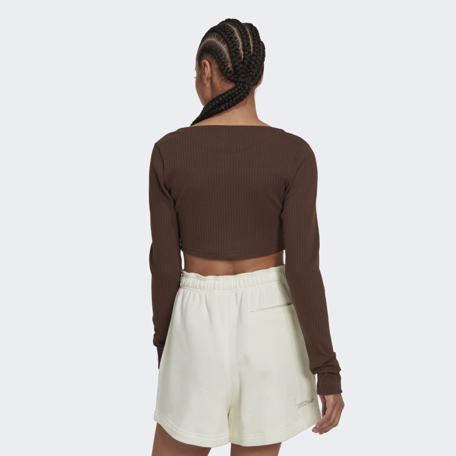 Studio Lounge Ribbed Cropped Long Sleeve Tee