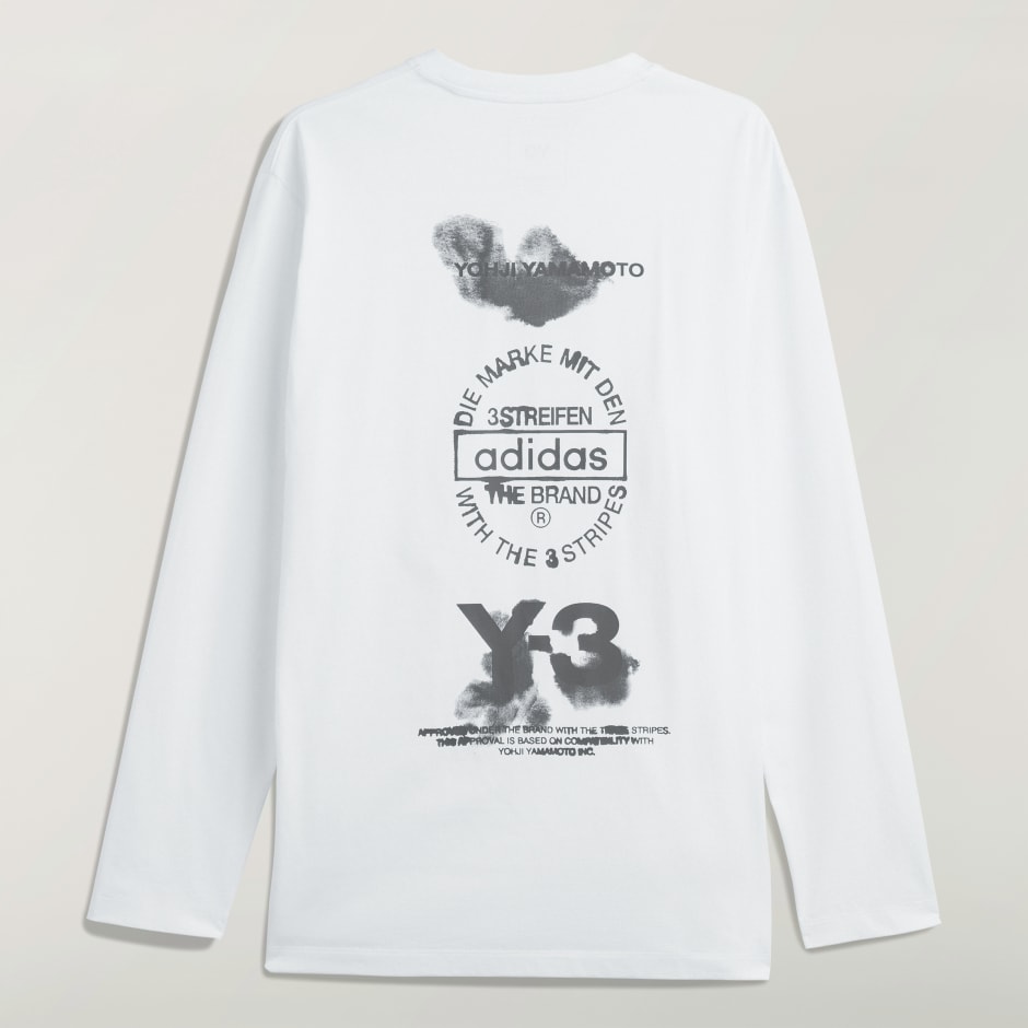 Tricou Y-3 cu imprimeu grafic, cu m&acirc;neci lungi