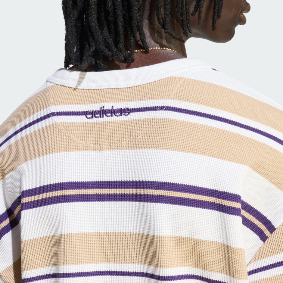 تيشيرت بأكمام طويلة 90s ALTERNATIVE SPORT STRIPE WAFFLE
