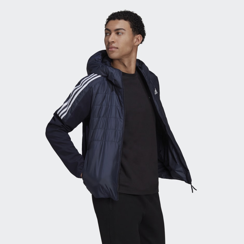 adidas Essentials Insulated Hooded Hybrid Jacket - Blue | adidas UAE