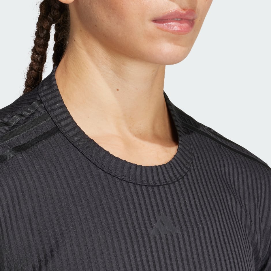 טי-שירט 3 פסים All Gym Seasonal Rib Crop Tonal 