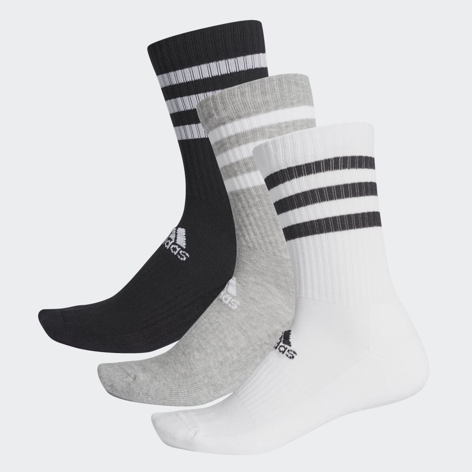3-STRIPES CUSHIONED CREW SOCKS 3 PAIRS image number null
