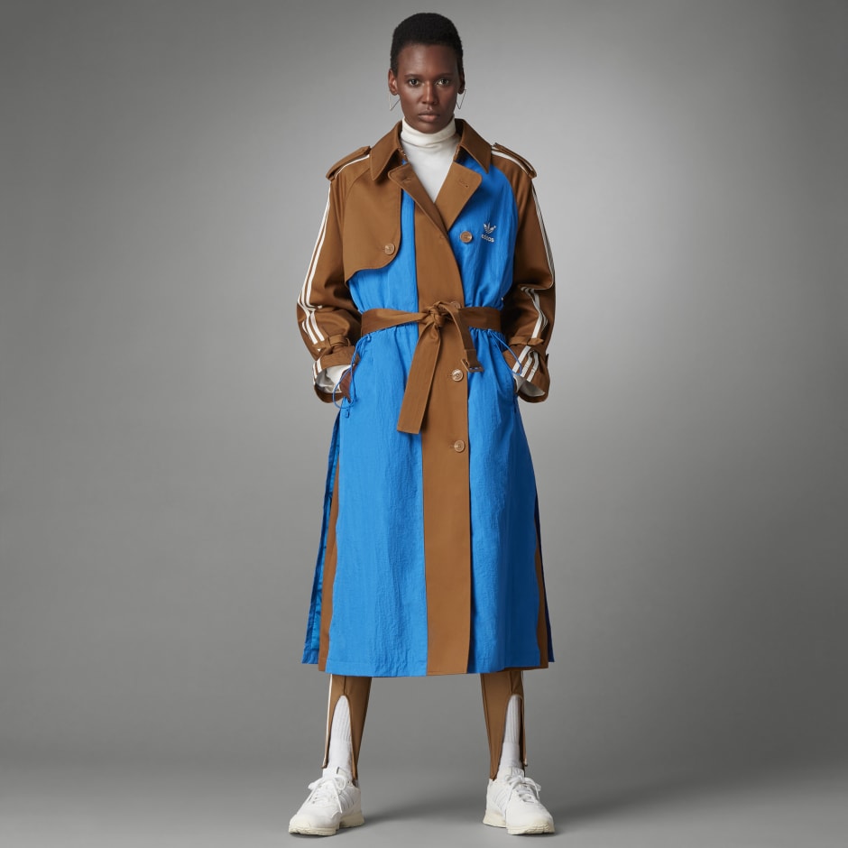 adidas trench coat blue