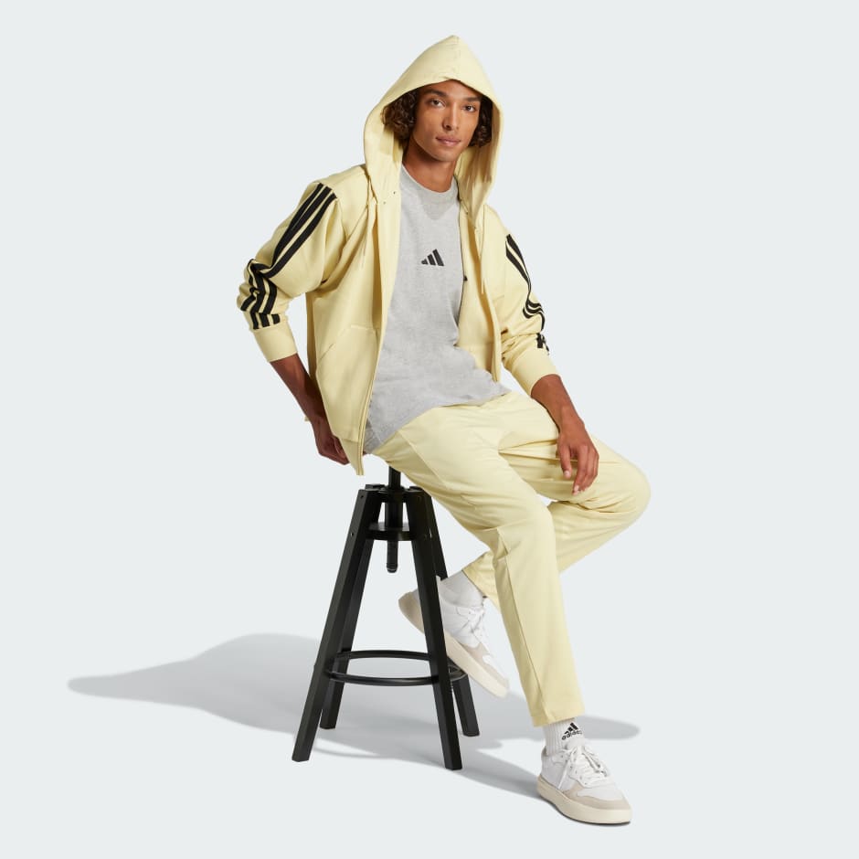 Tricou Essentials cu 3 dungi, din tricot simplu