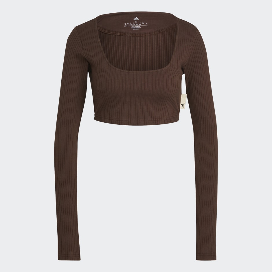 Studio Lounge Ribbed Cropped Long Sleeve Tee