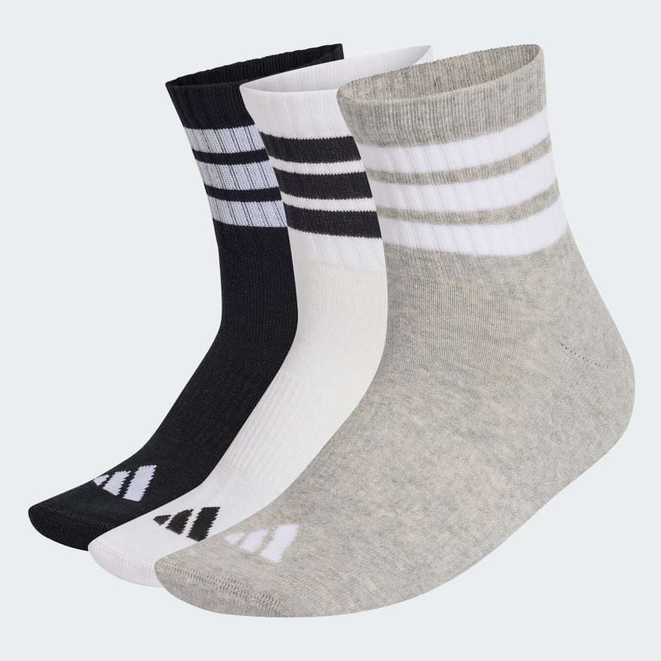 LOT DE 3&nbsp;PAIRES DE CHAUSSETTES AMORTIES SPORTSWEAR MI-MONTANTES &Agrave; MOTIF 3&nbsp;BANDES