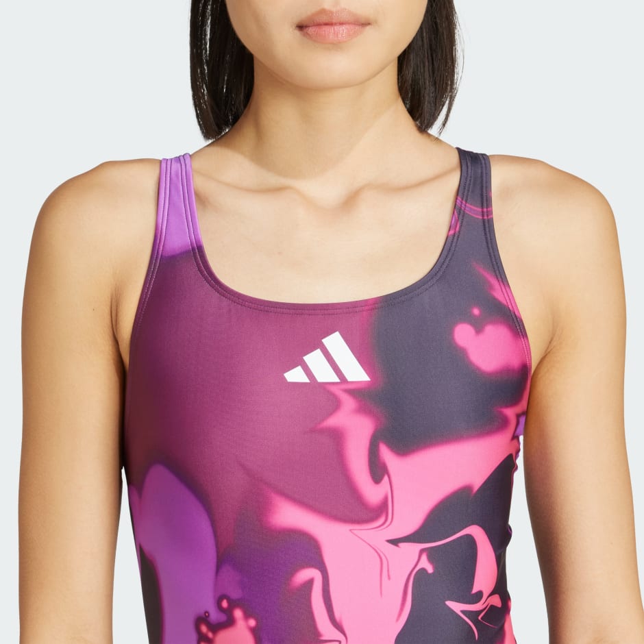 رداء سباحة بظهر على شكل حرف V ورسومات مصبوغ بطريقة الربط